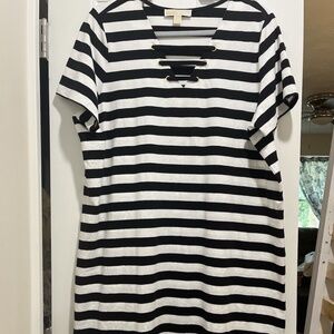 Michael Kors Women’s 1X Dress Black White Striped Nautical Stretch Cotton NWOT